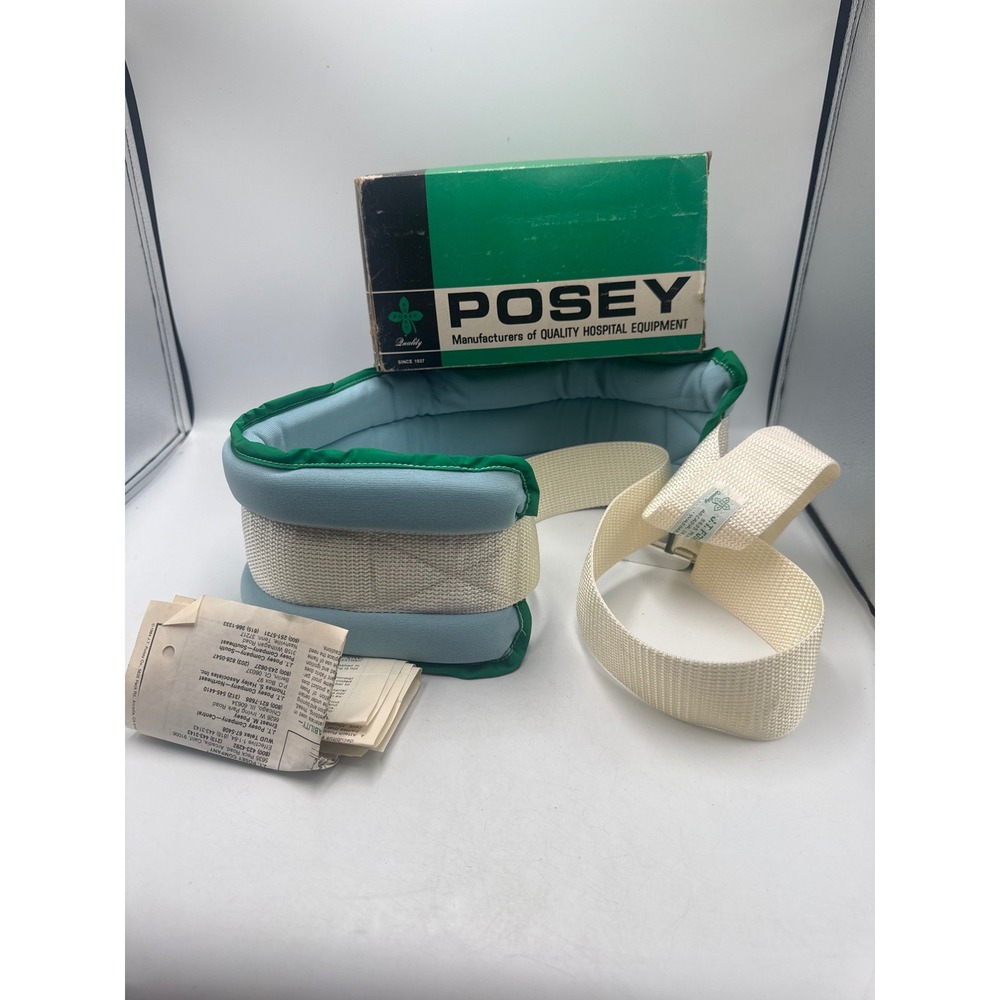 Vintage Posey Soft Belt 4127 Airplane Buckle Padded Hospital Safety Blue Green